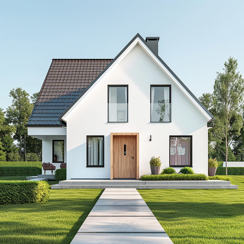 white-house-with-black-roof-white-door